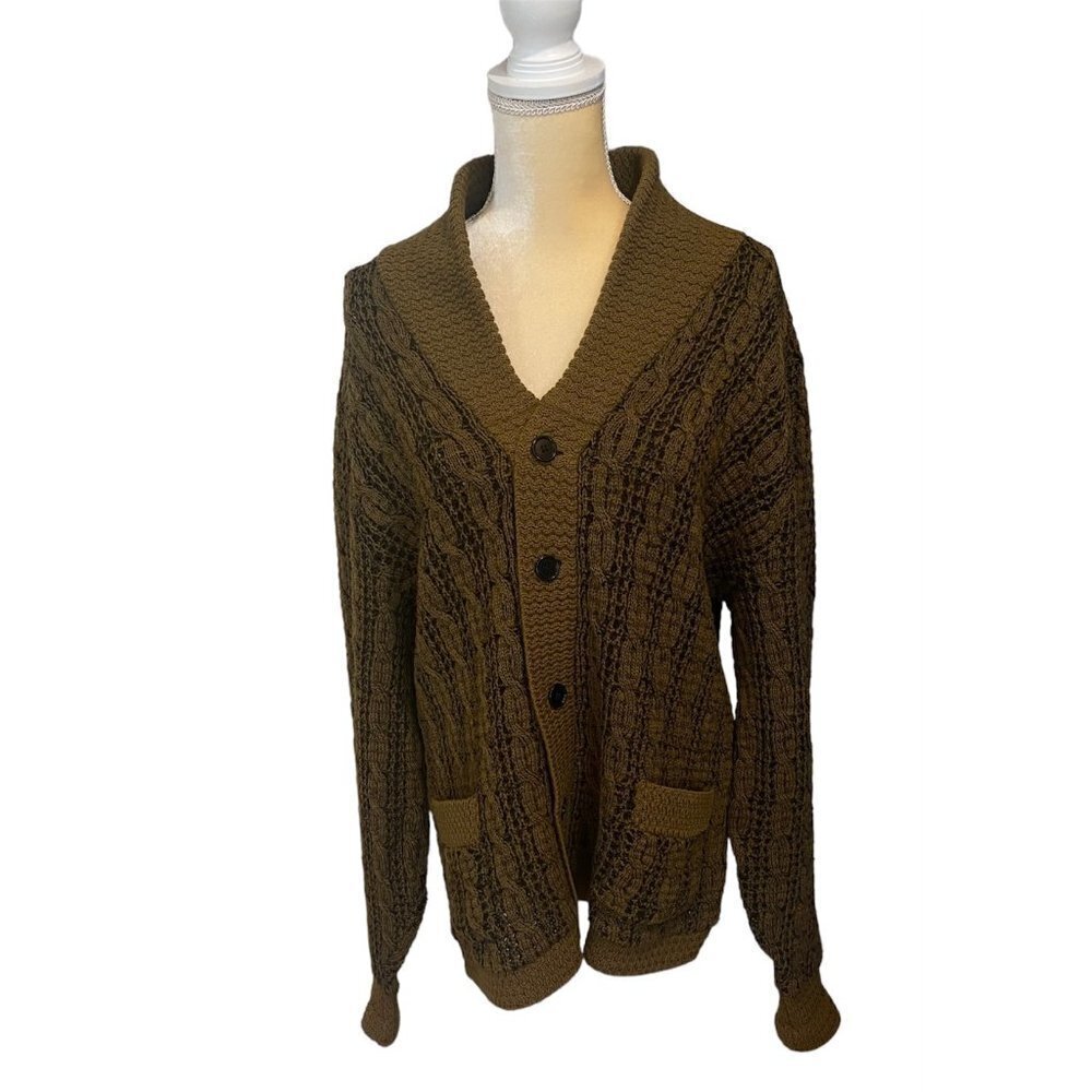 Catalina inc. Virgin Wool Chunky Knit Button Down Cardigan, Unisex Large